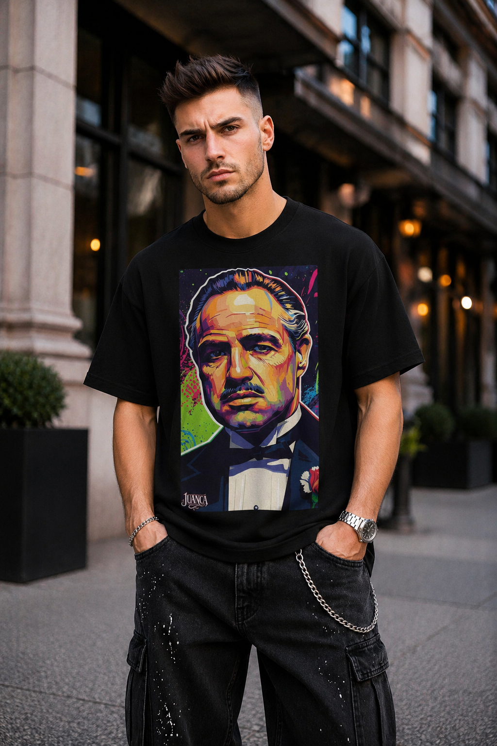 Мъжка овърсайз тениска BRAVE – Godfather  Pop Art streetwear  | Brave88 (Копие)