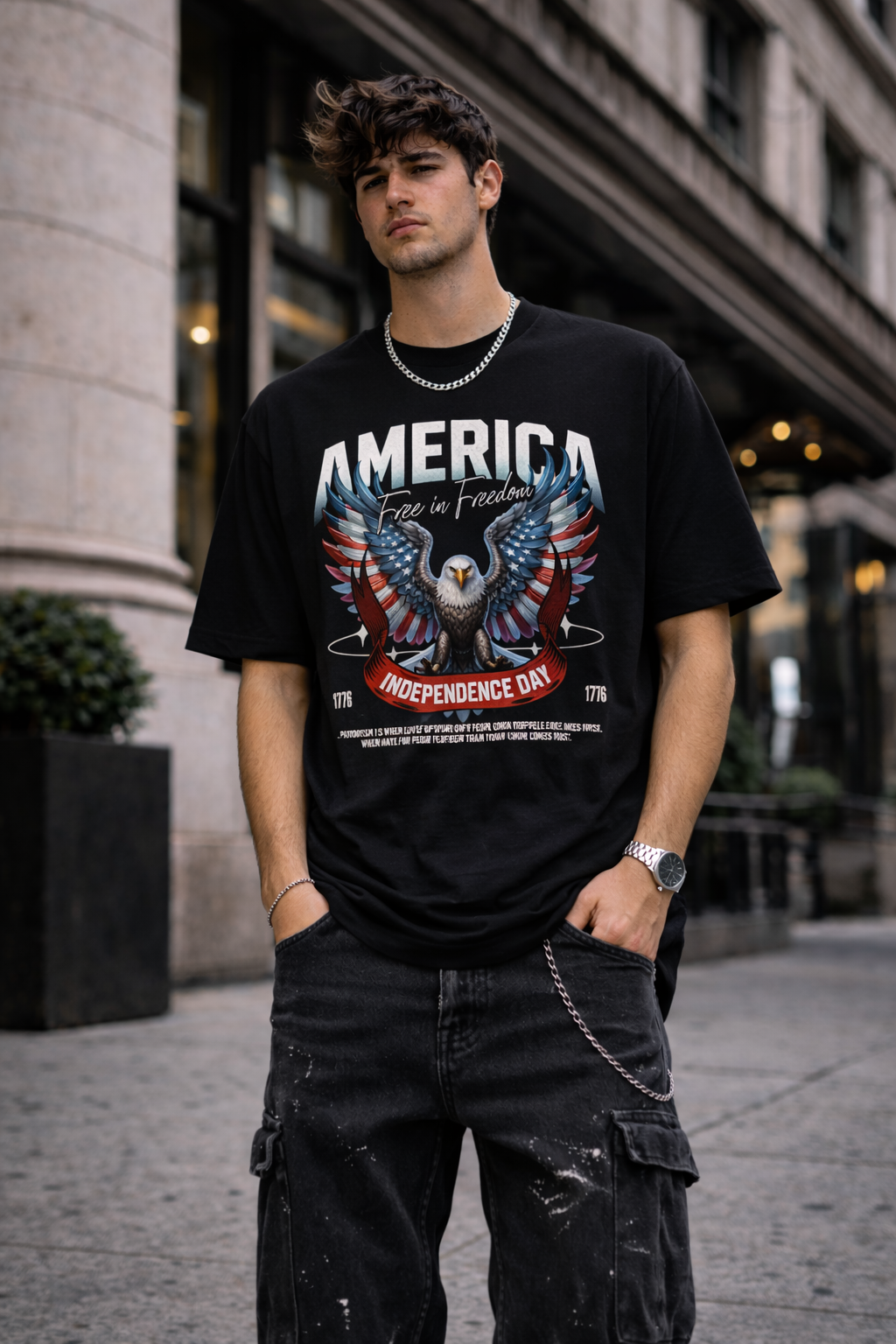 Мъжка овърсайз тениска Eagle - streetwear | Brave88