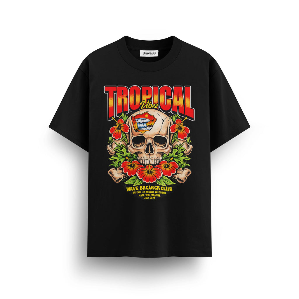Мъжка овърсайз тениска Tropical Vibes – streetwear  | Brave88