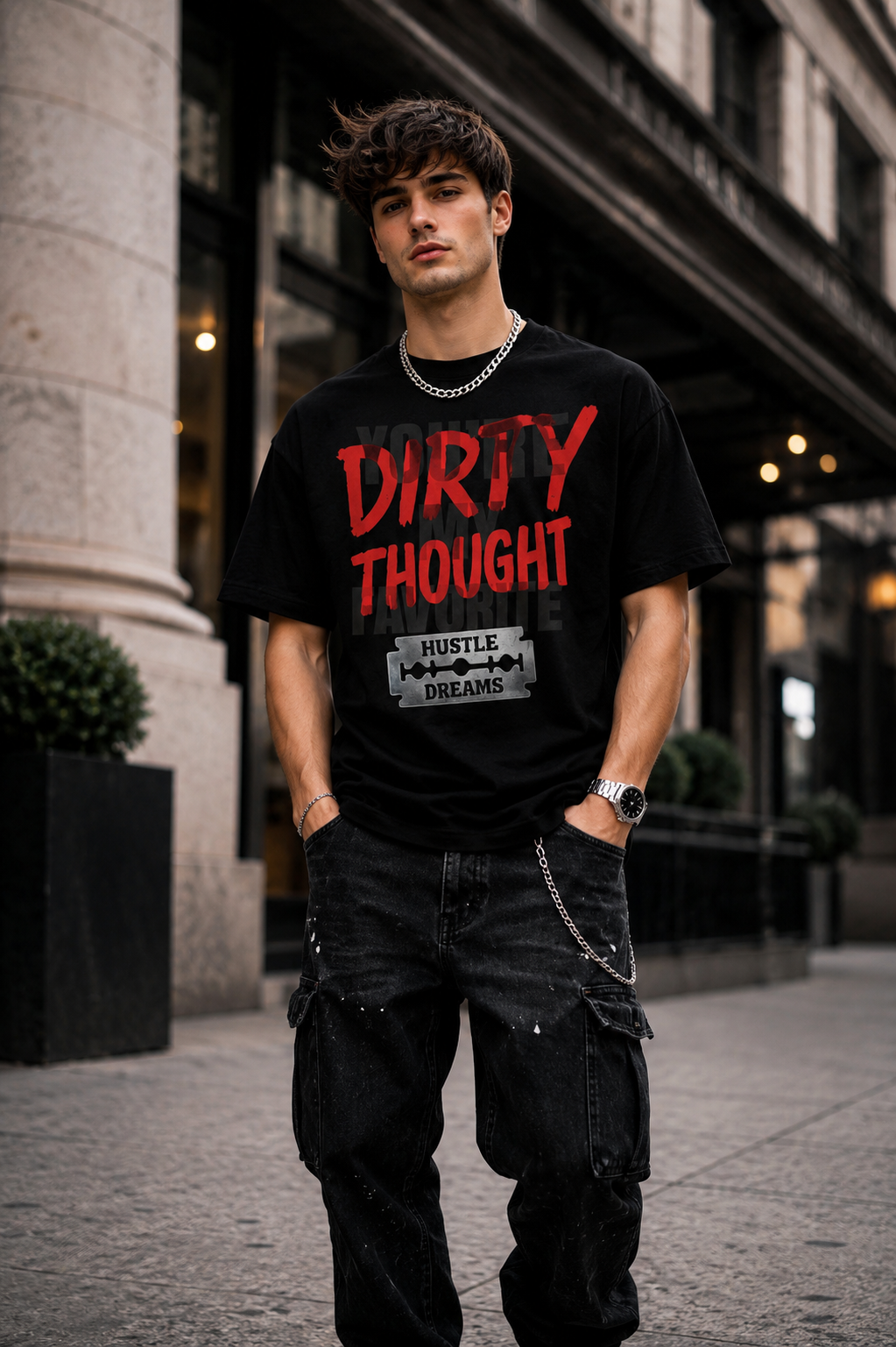 Мъжка овърсайз тениска Red Grunge – streetwear  | Brave88