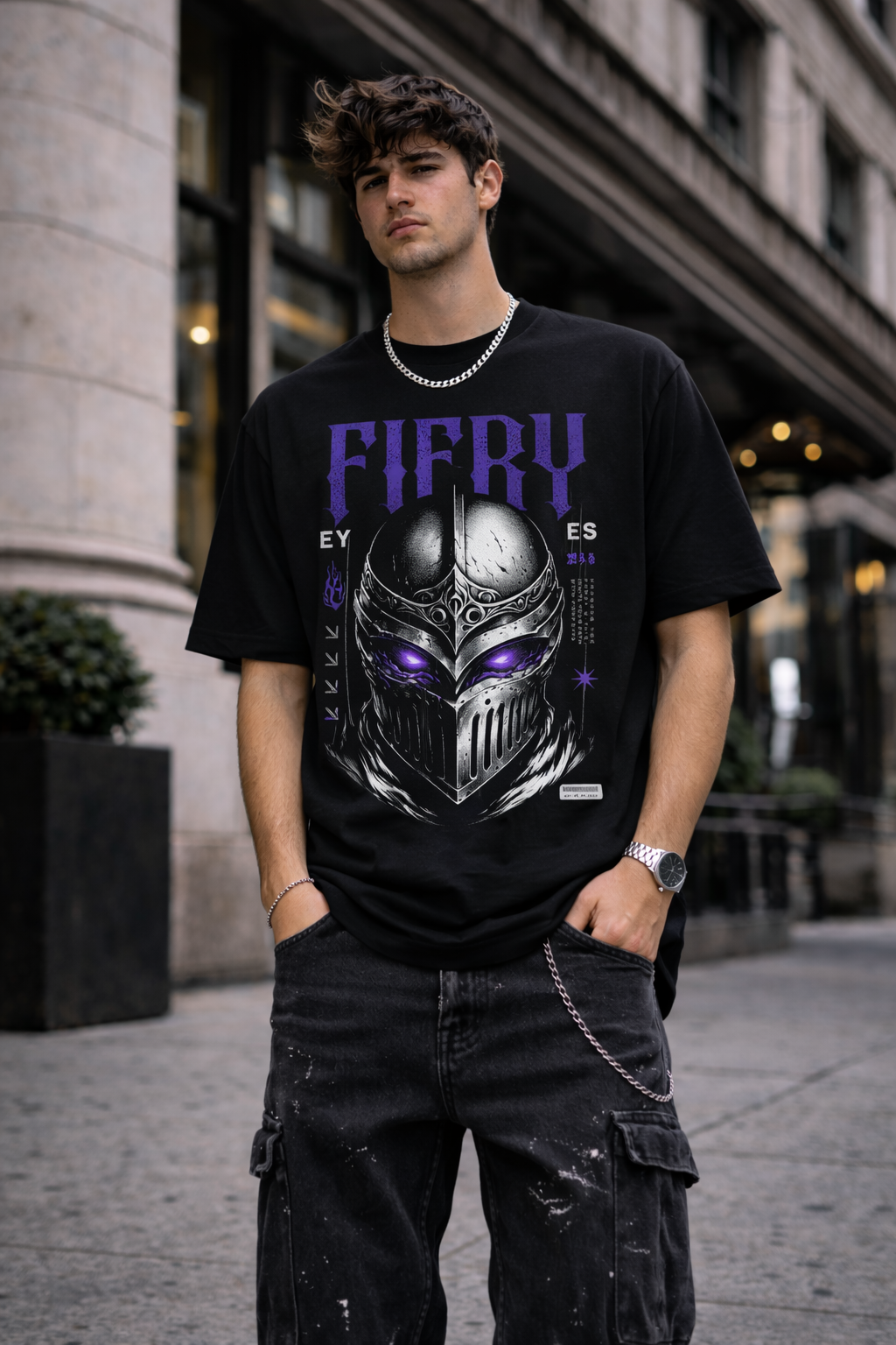 Мъжка овърсайз тениска Fiery Eyes | Brave88