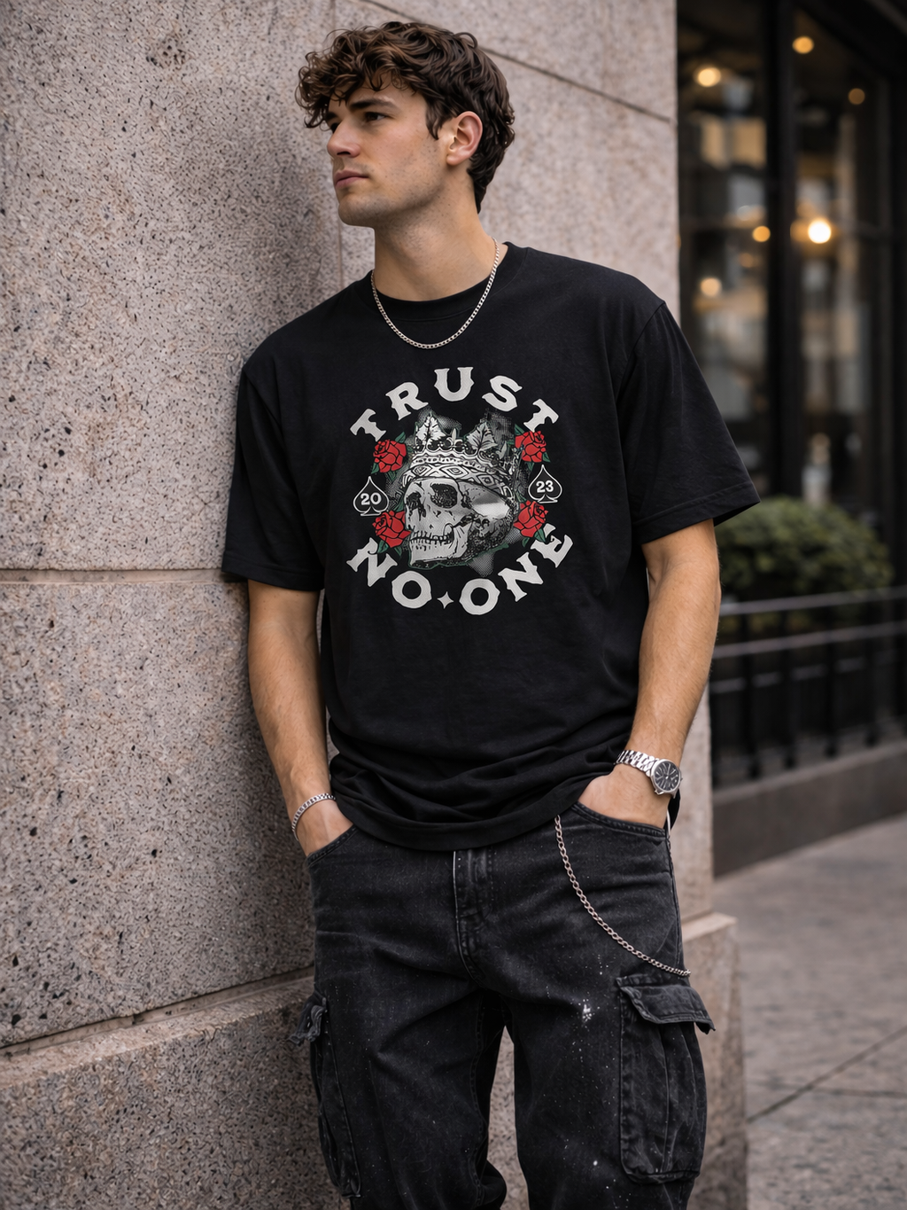 Мъжка овърсайз тениска TRUST NO ONE– streetwear  | Brave88