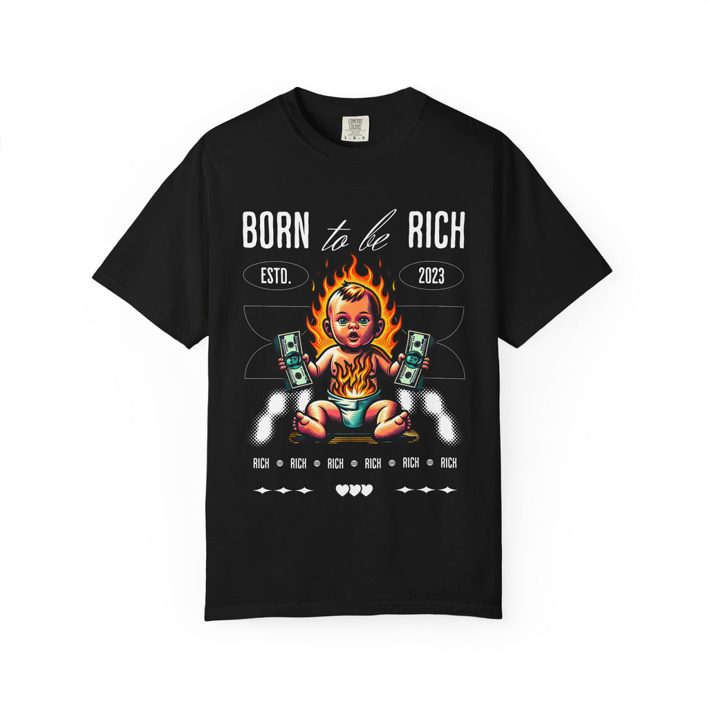 Мъжка овърсайз тениска  Born To Be Rich  – streetwear  | Brave88