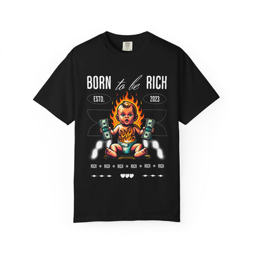 Мъжка овърсайз тениска  Born To Be Rich  – streetwear  | Brave88