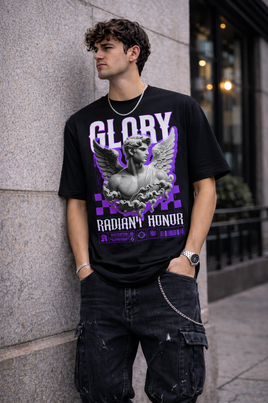 Мъжка овърсайз тениска Radiant Honor  – streetwear  | Brave88