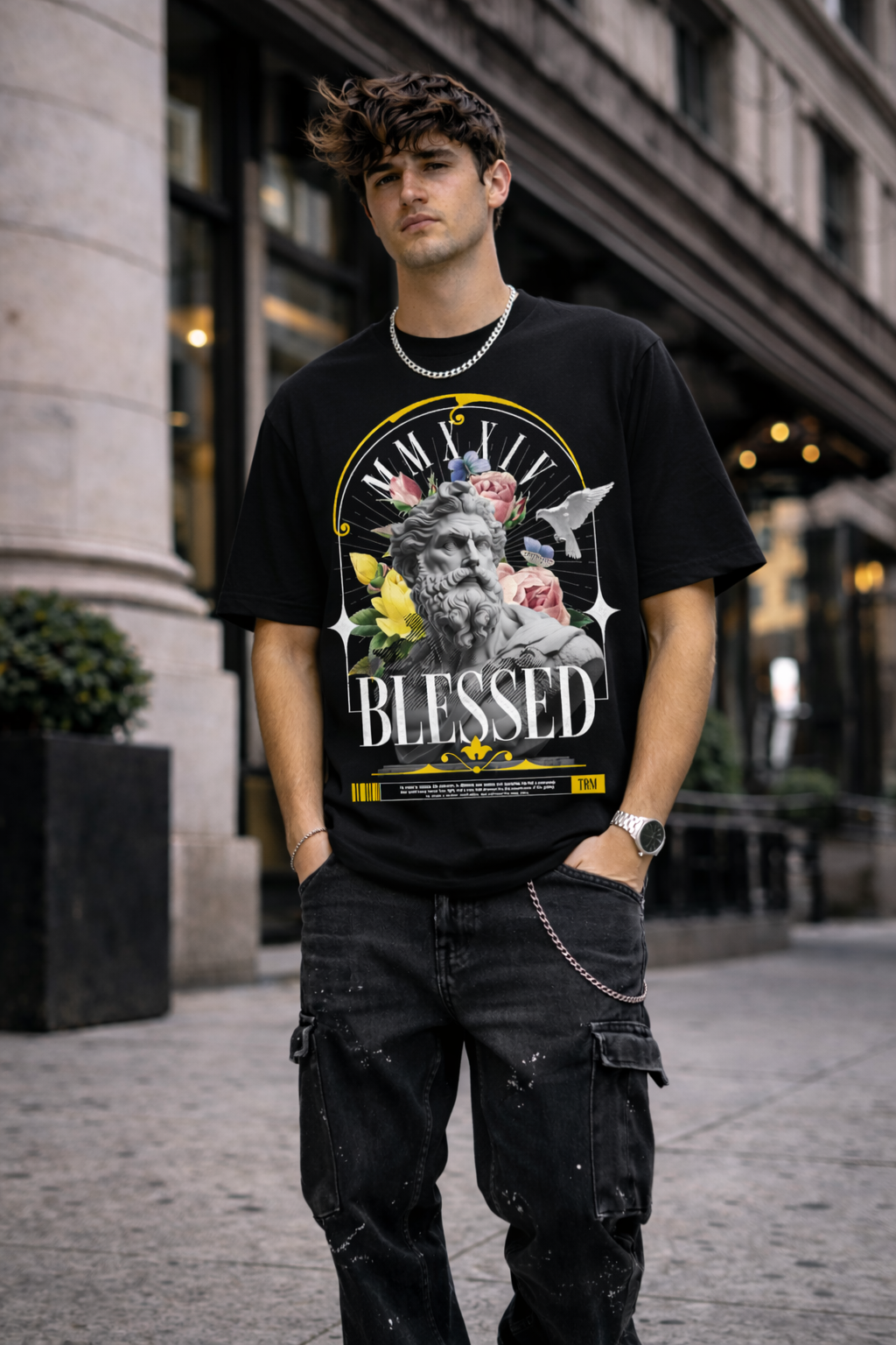 Мъжка овърсайз тениска Blessed Mind  – streetwear  | Brave88