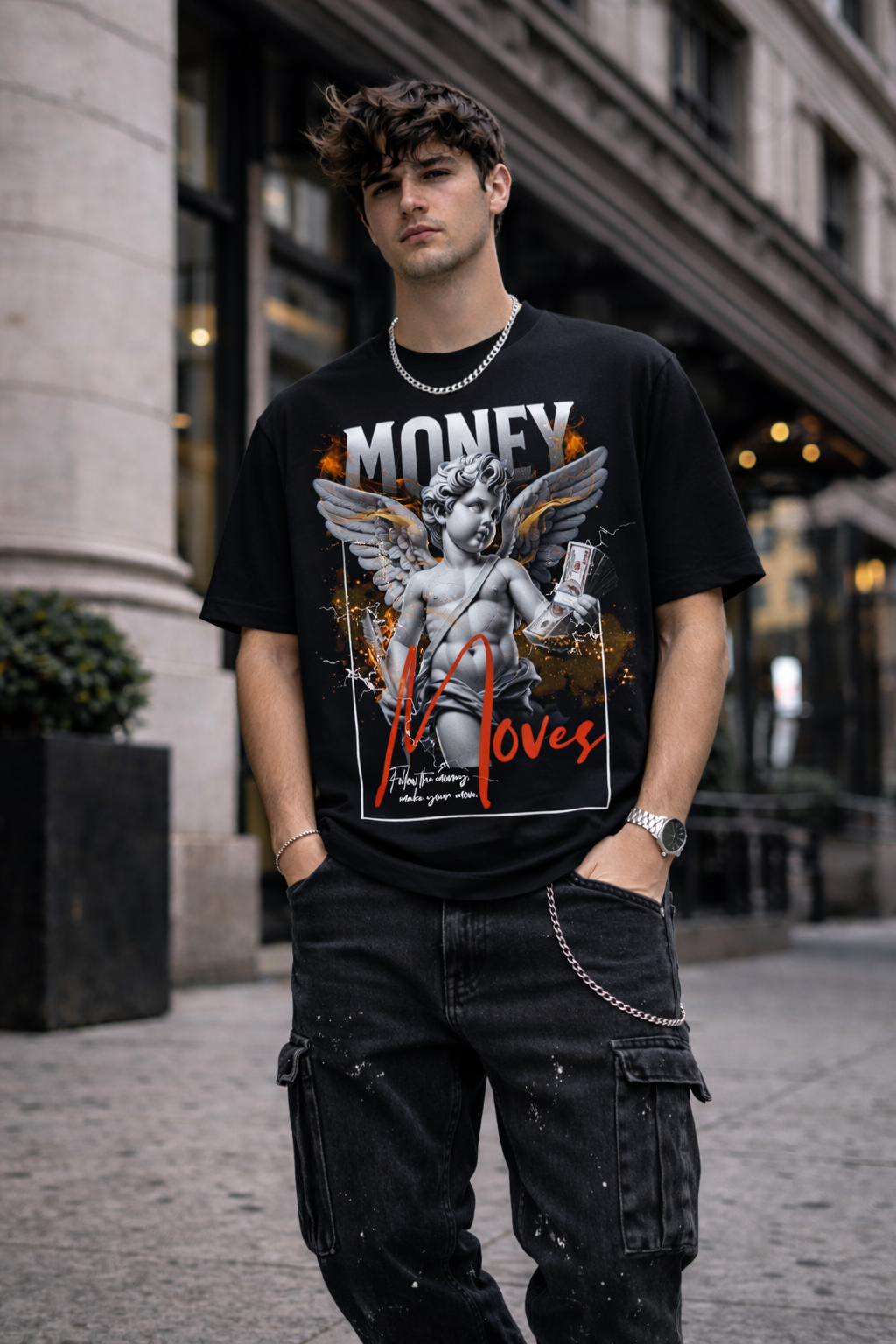 Мъжка овърсайз тениска Power Moves  – streetwear  | Brave88