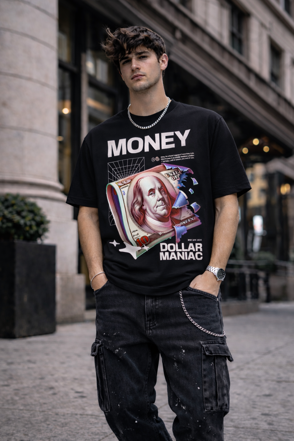 Мъжка овърсайз тениска Dollar Vision  – streetwear  | Brave88