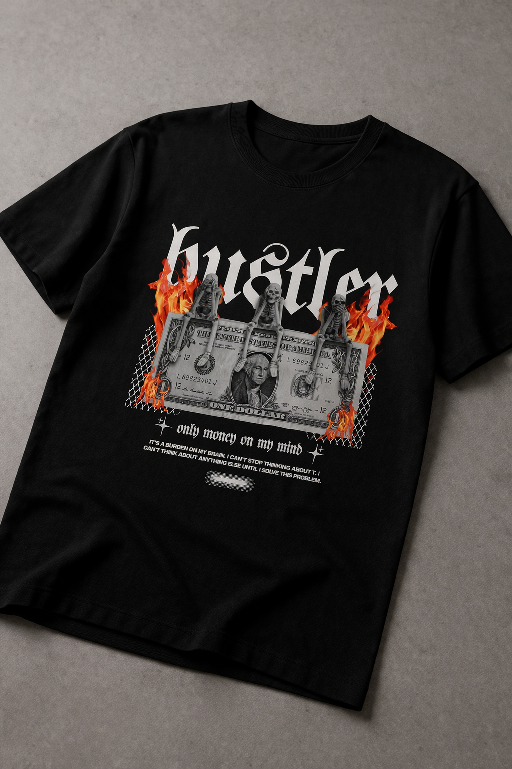 Мъжка овърсайз тениска Hustle Vision  – streetwear  | Brave88