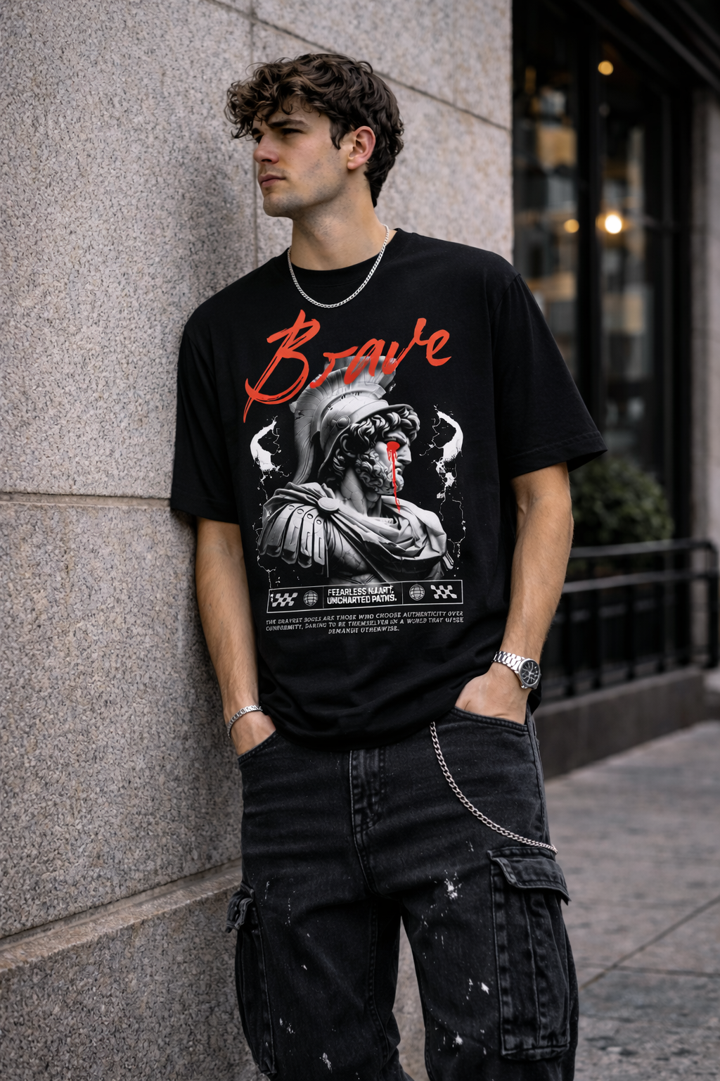 Мъжка овърсайз тениска Brave Spirit– streetwear  | Brave88