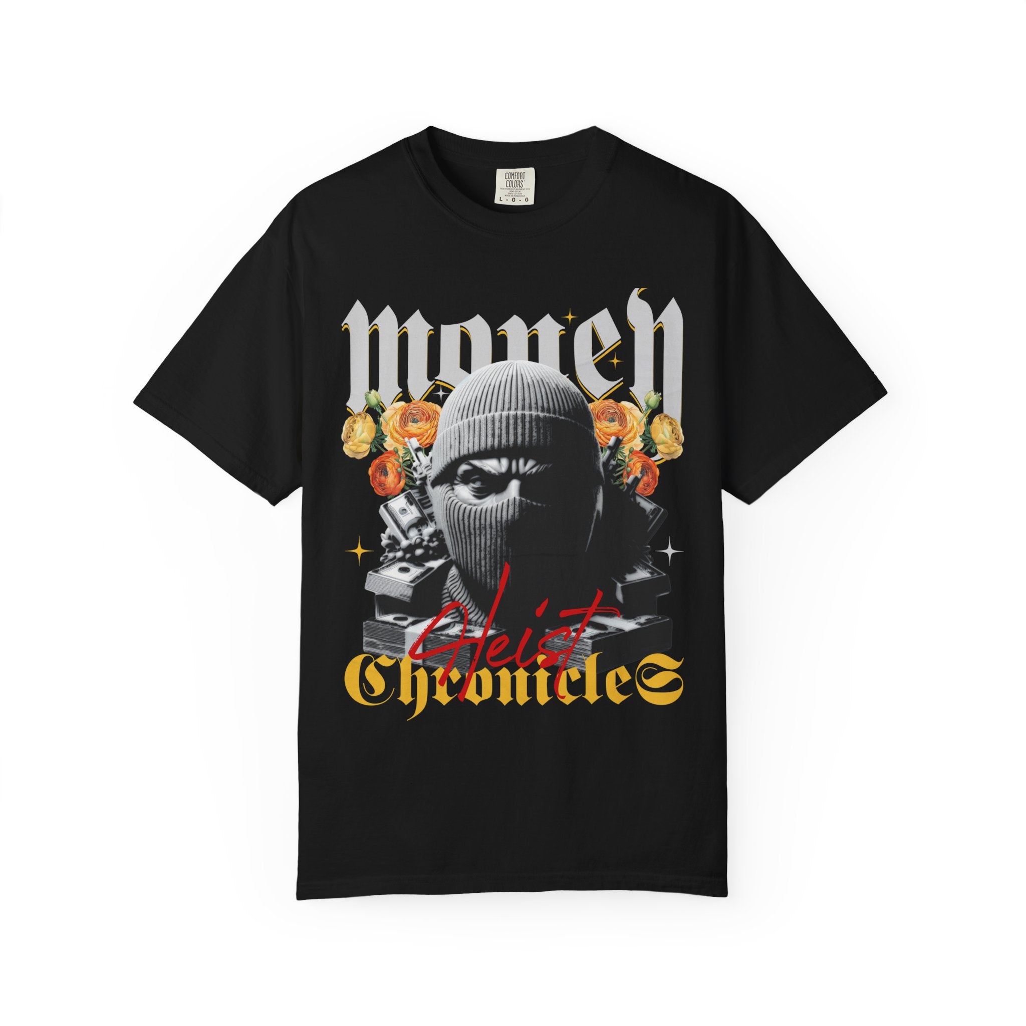 Мъжка овърсайз тениска Heist Chronicle със streetwear принт | Brave88