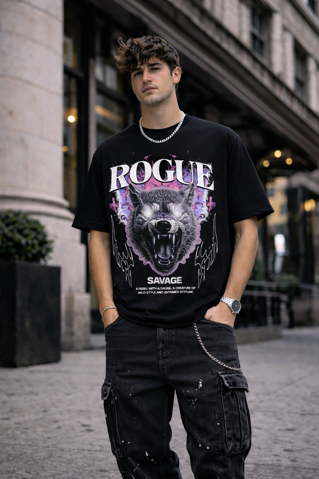 Мъжка овърсайз тениска Wolf Spirit– streetwear  | Brave88