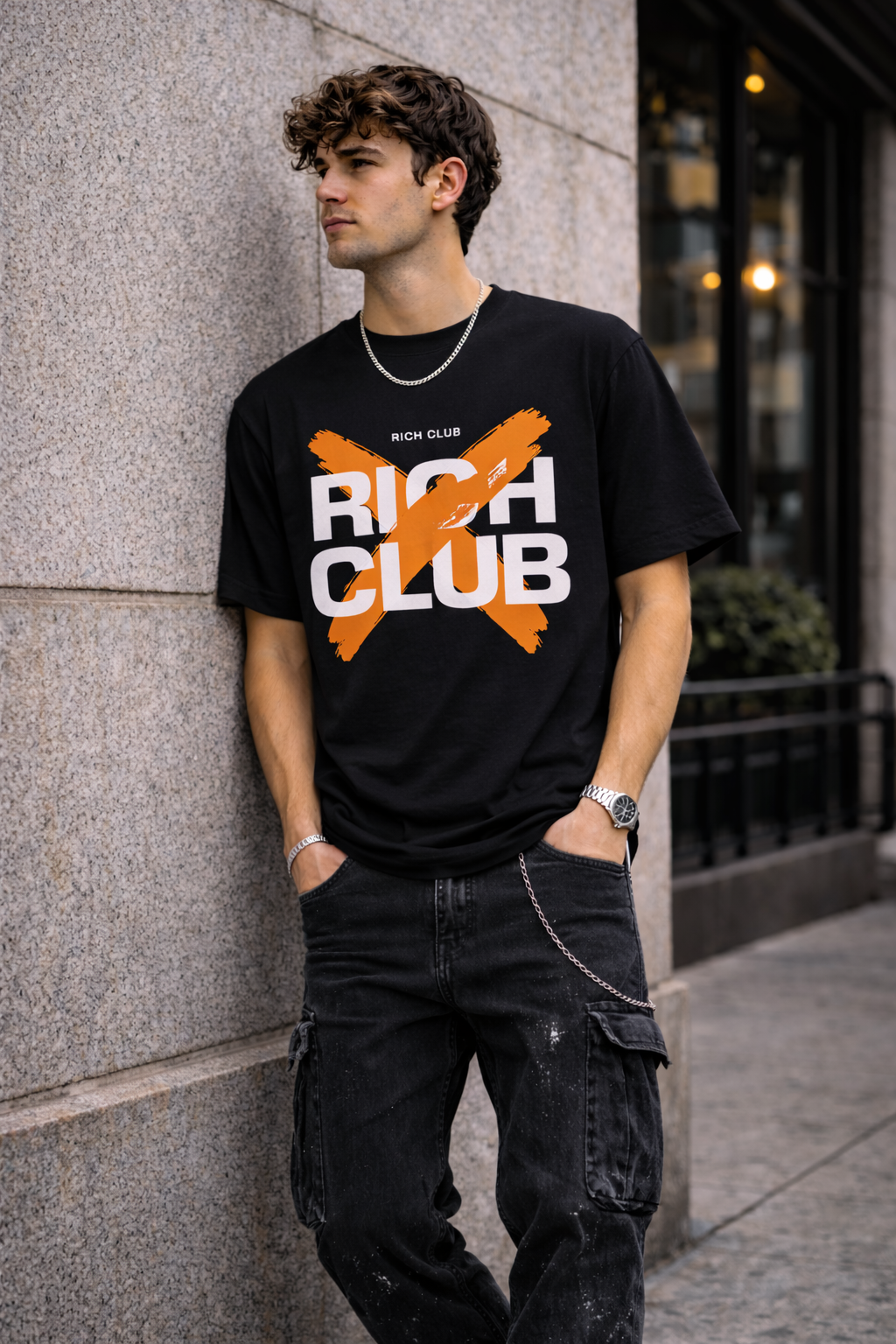 Мъжка овърсайз тениска Rich Club – streetwear  | Brave88