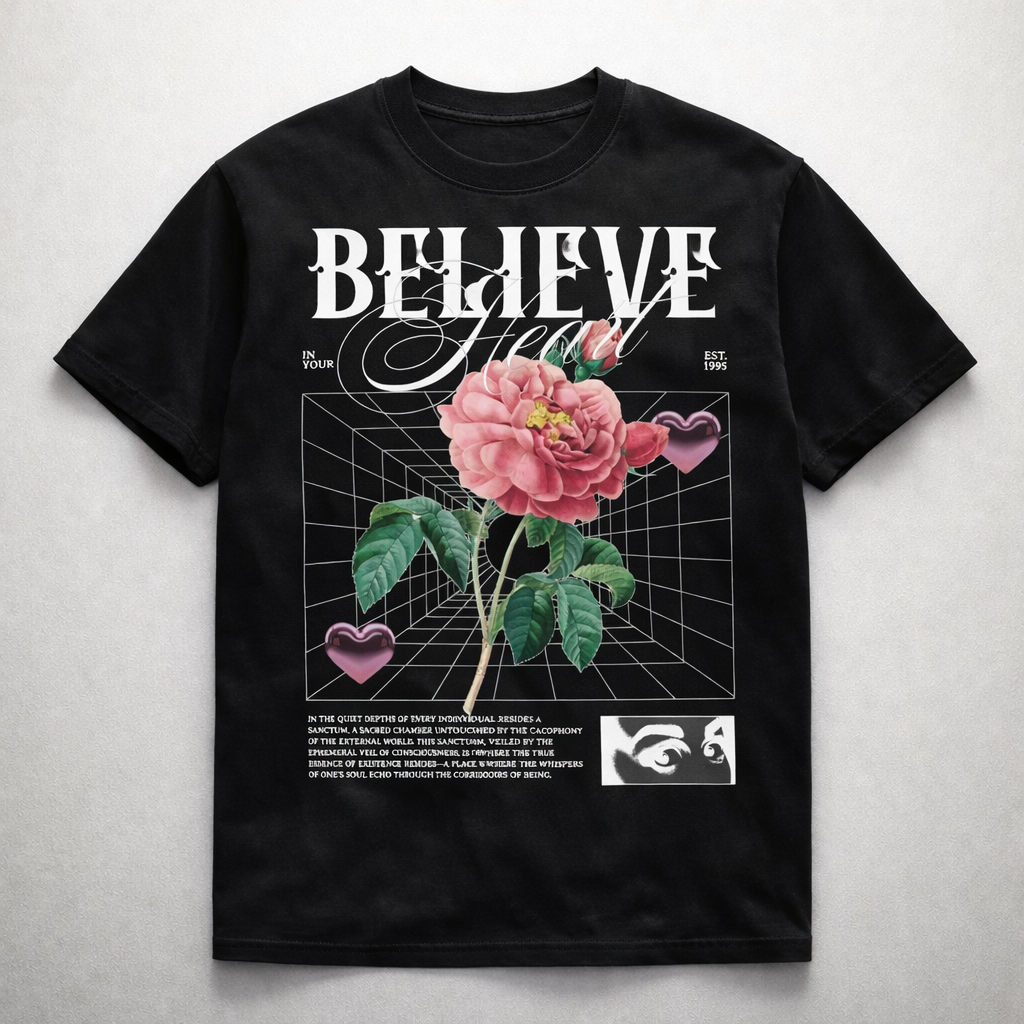 Мъжка овърсайз тениска Believe с цветен streetwear принт | Brave88