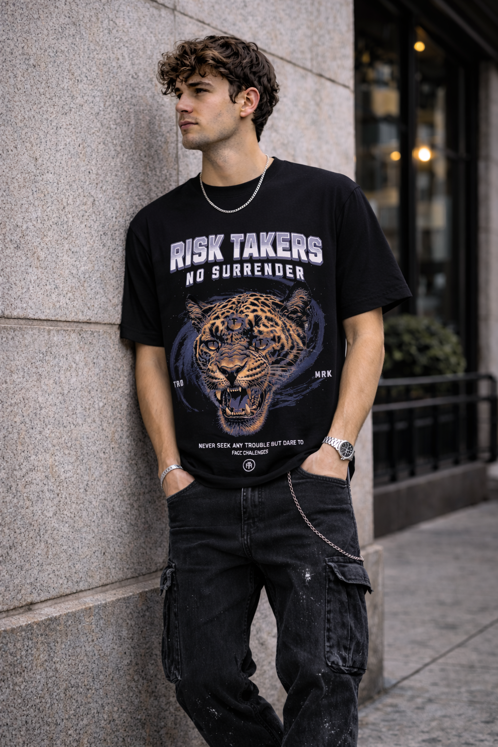 Мъжка овърсайз тениска Risk Takers – streetwear  | Brave88