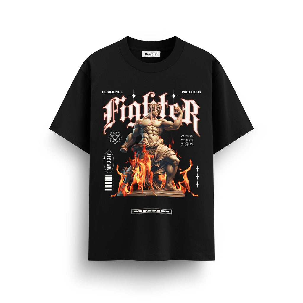 Мъжка овърсайз тениска Relentless Fighter – streetwear  | Brave88