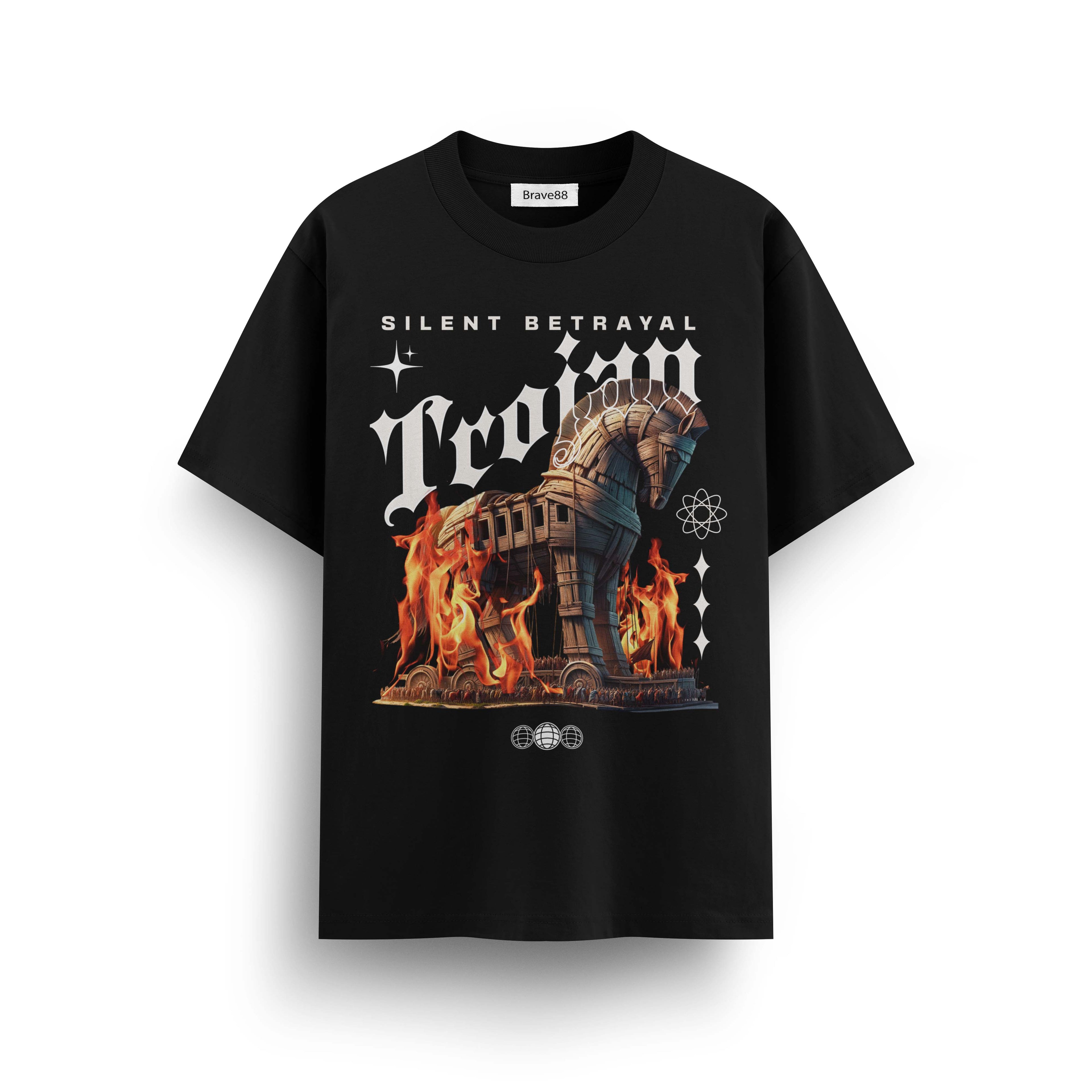 Мъжка овърсайз тениска Trojan Mindset – streetwear  | Brave88