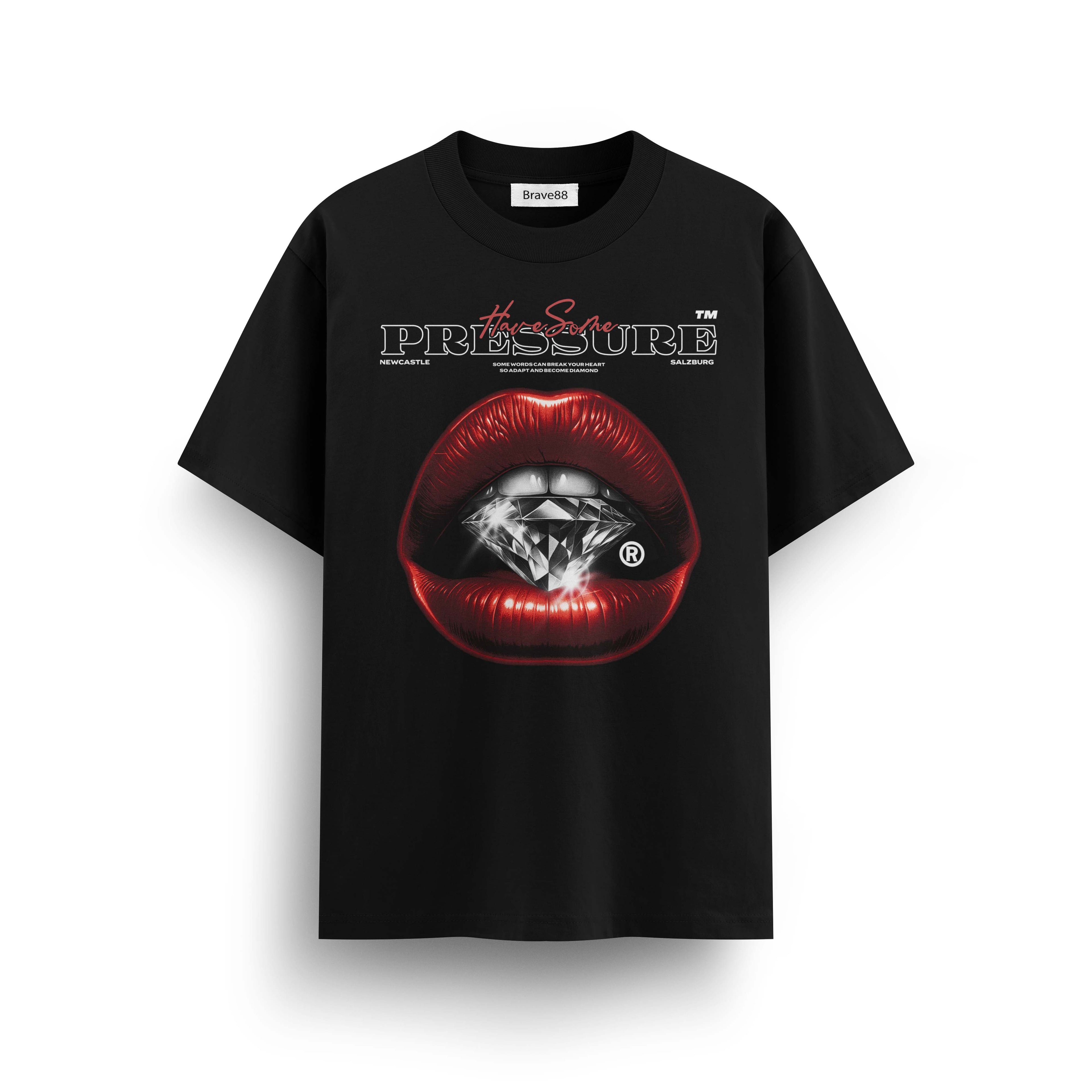 Мъжка овърсайз тениска Pressure Creates Diamonds– streetwear  | Brave88