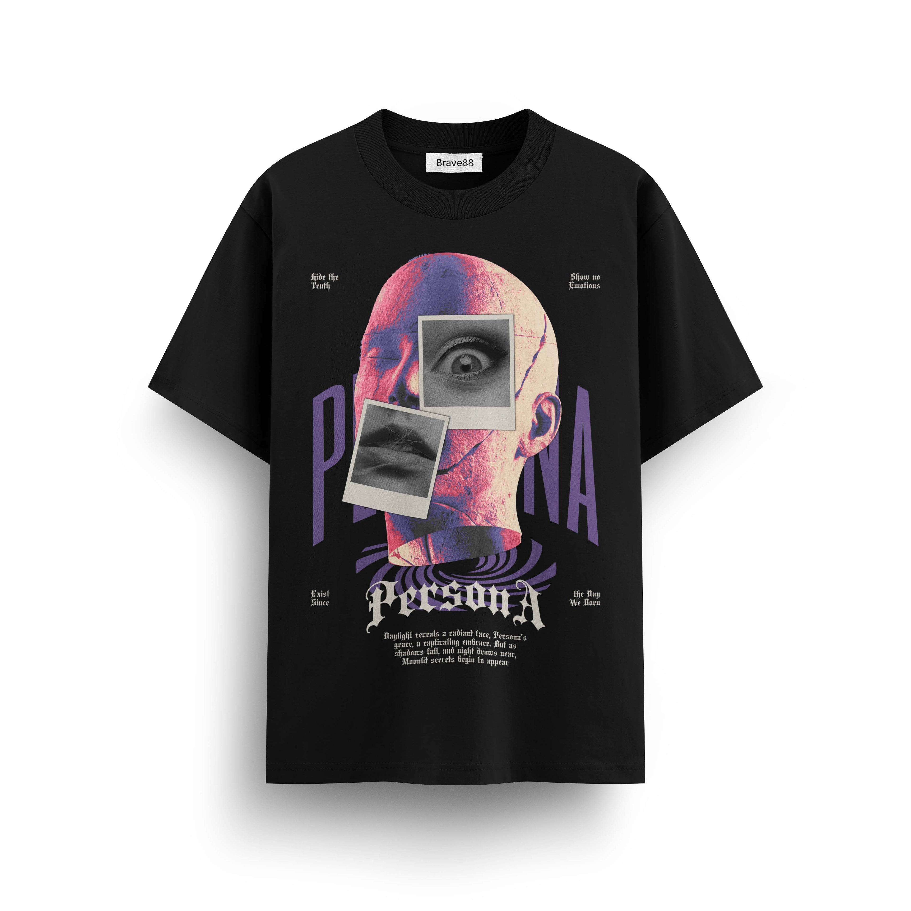 Мъжка овърсайз тениска Persona Vision – streetwear  | Brave88